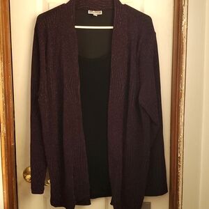 Two in One. Purple Cardigan and Black Top.